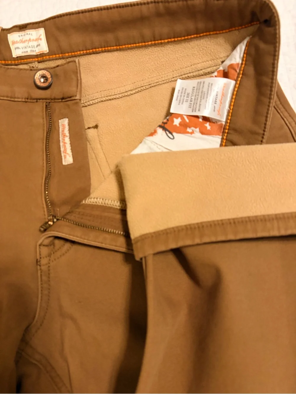 Weatherproof Vintage Fleece Lined Men’s Straight Jeans - Brown